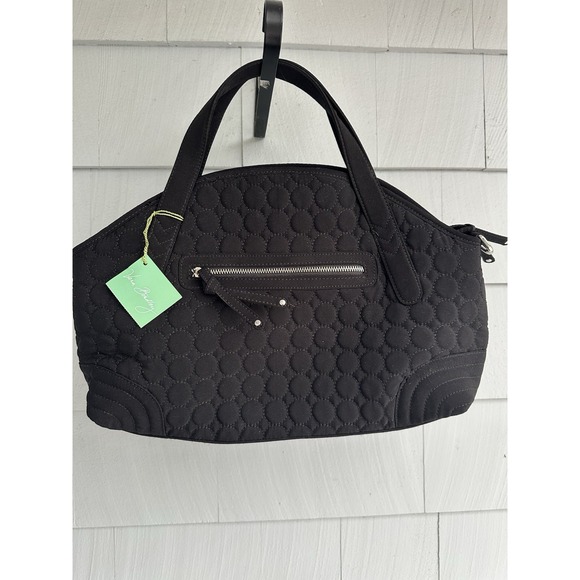 Vera Bradley Black Quilted Convertible‎ Satchel Handbag Detachable Strap NWT - Picture 3 of 6